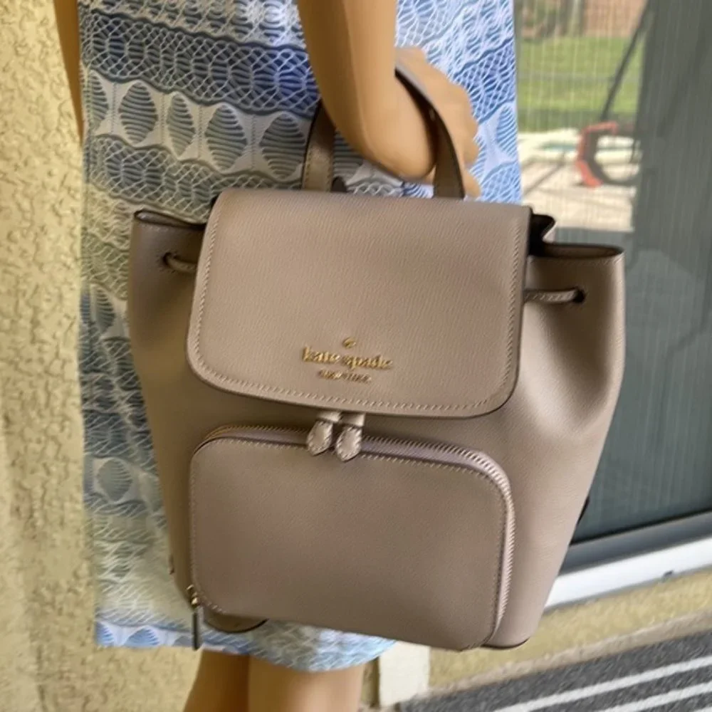 Kate Spade Darcy Flap Backpack Warm Taupe - Picture 16 of 16